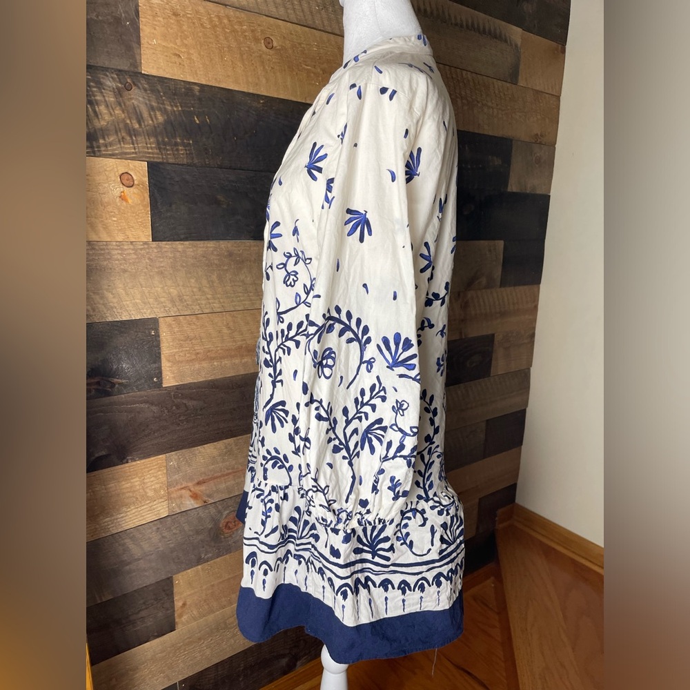 Zara Ivory and Navy Patterned Mini Dress